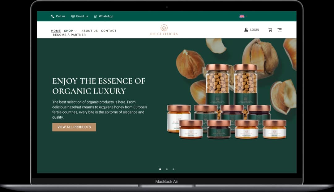 Ukážka B2B e-shopu Dolce Felicita s veľkoobchodným objednávkovým systémom